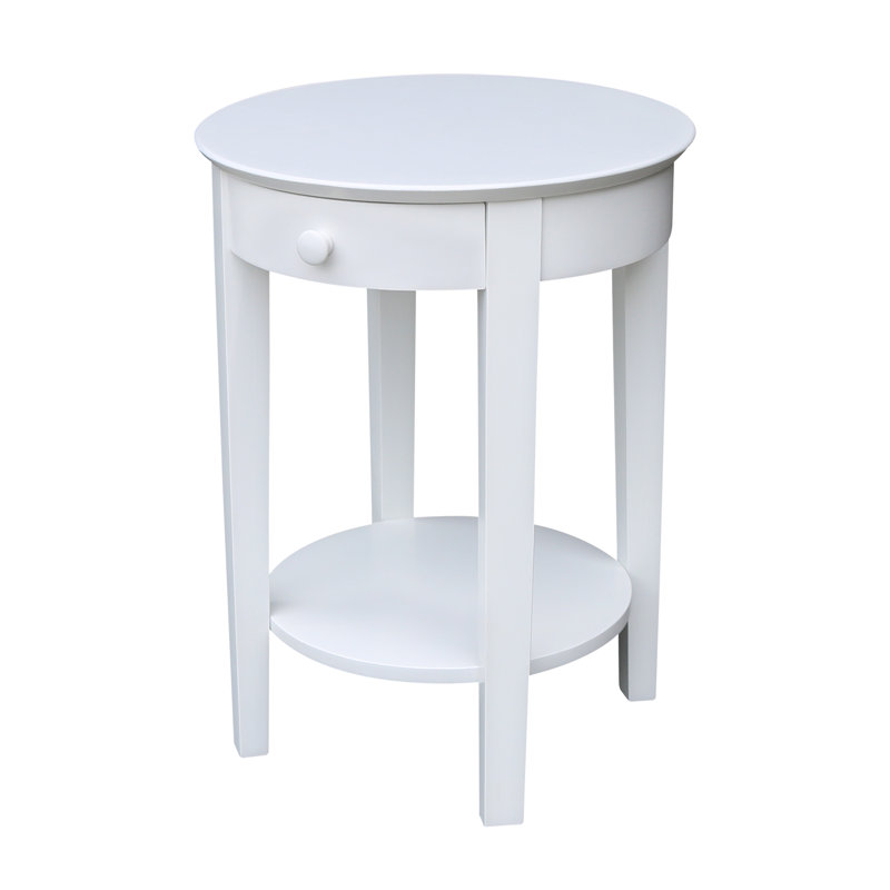 Manatuto Solid Wood End Table with Storage, White