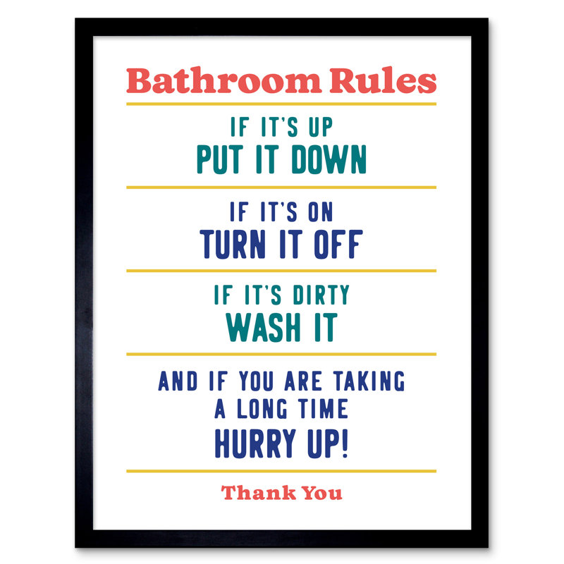 Bathroom Rules - Single Picture Frame Print