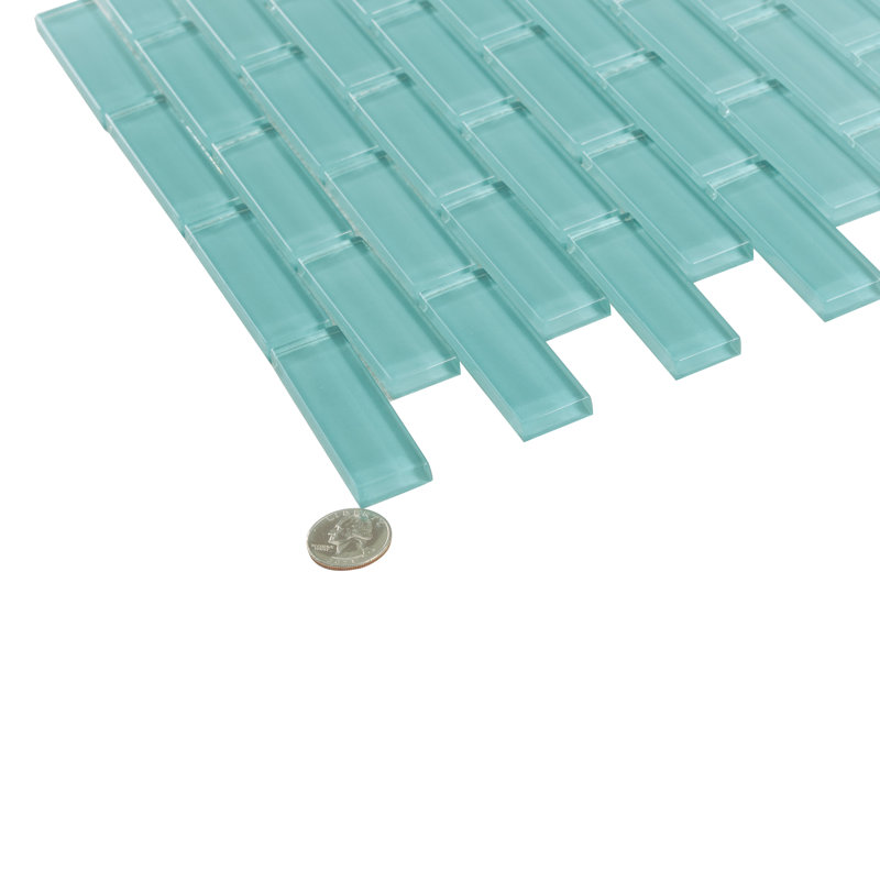 1" x 3" Glass Brick Joint Mosaic Wall & Floor Tile, Light Blue