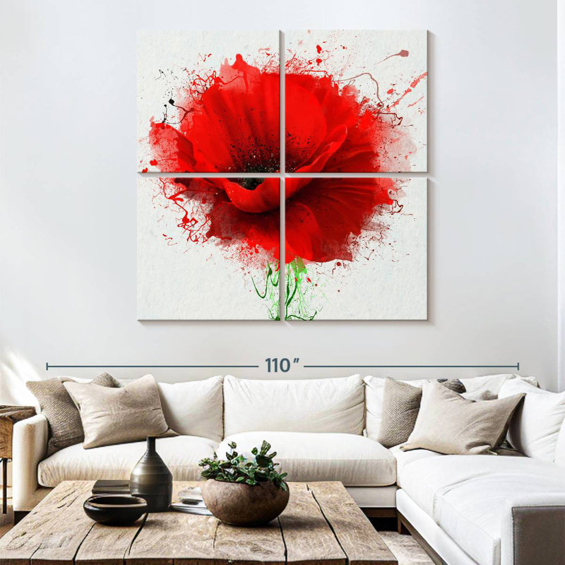 Harnek Red Poppy Splash, H 74 po x l 74 po