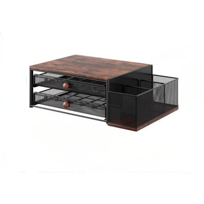 Organisateur de bar à café, organisateur de 60 tasses de K pour comptoir, tiroir de rangement à dosettes à 2 niveaux avec porte-gobelet et couvercle jetables, noir