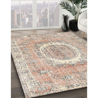 Tapis oriental orange / crème / gris