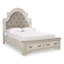 Grand lit à panneau tapissier avec rangement, commode et table de chevet Realyn