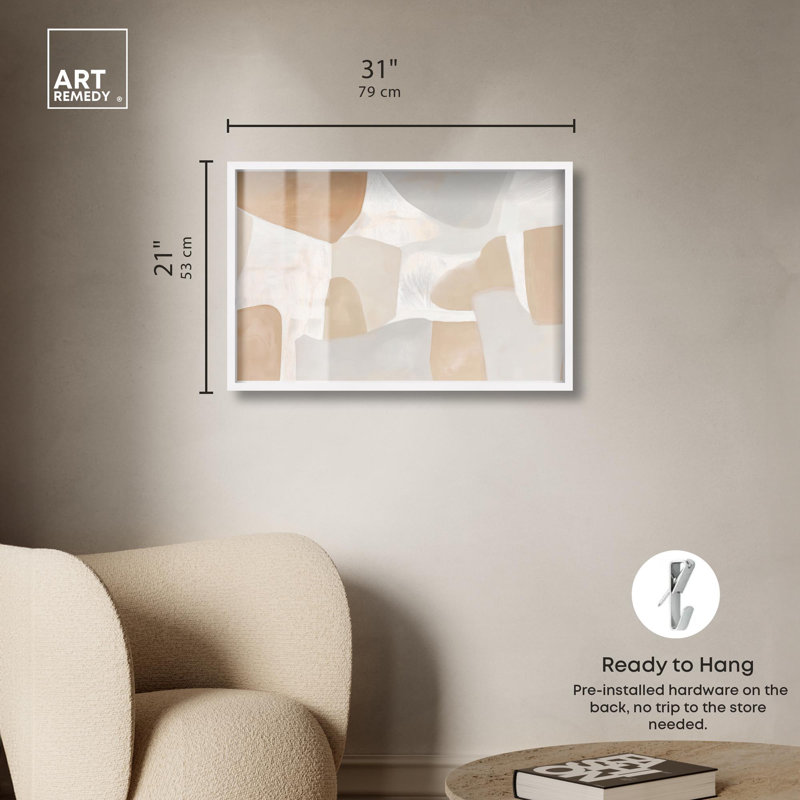 «Two Compositions II Boho Art Shadowbox» par Art Remedy, H 21 po x l 31 po, Blanc