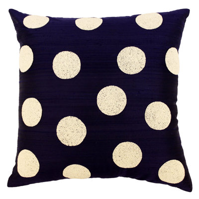 Harlequin Polka Dot Beaded Silk Throw Pillow