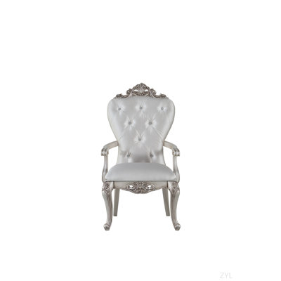 Chaise avec accoudoirs en tissu crème et ivoire (ensemble de 2)
