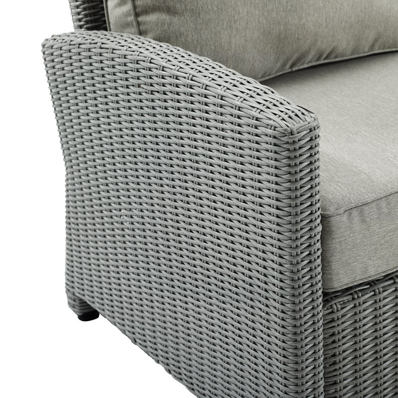 Regina 52.75" Wicker Outdoor Single-Arm Loveseat, Gray, Gray