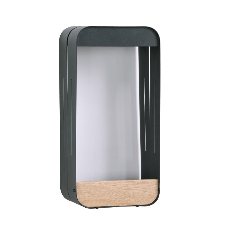 Metal Outdoor Walllight With Solar-Powered LED with Dusk to Dawn, 13.5" H x 6.49" W x 4.72" D, Black