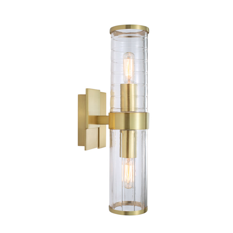 Applique murale 2 lumières Stripe 15,25 po de hauteur - laiton satiné, Laiton
