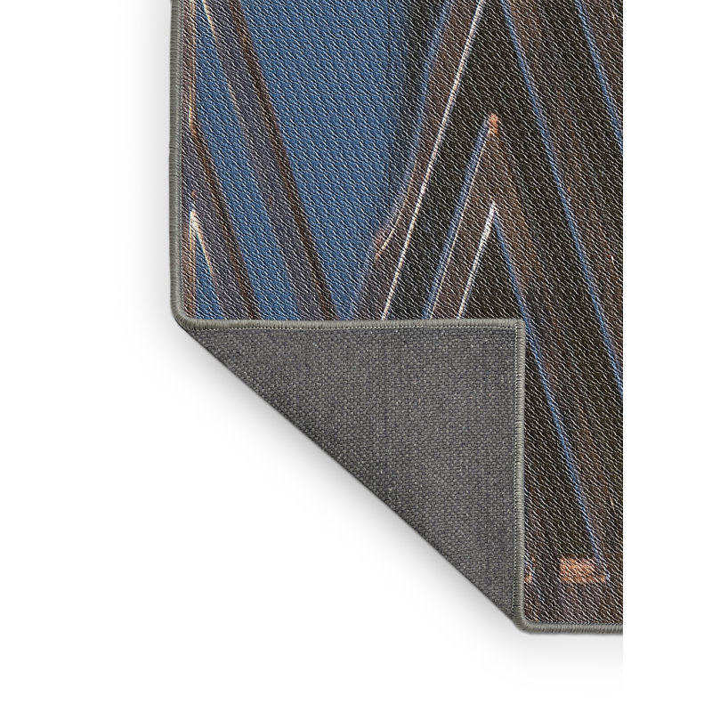 Tapis bleu/vert tissé à la machine, Rectangle 3 pi x 5 pi