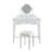 Space - Saving White Dressing Table With Reversible Mirror, Elegant Design Edge Molding, 5 Drawers For Cosmetics Storage, Stool Makeup Vanity Four Leaf And Golden Handles, Cushioned Comfort