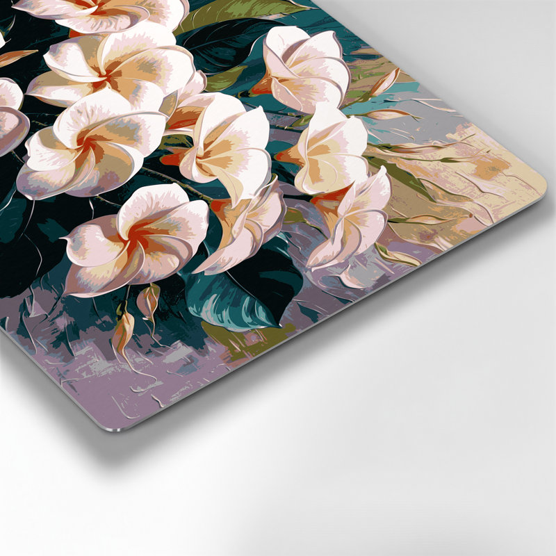 Art mural botanique gris Plumeria, H 11 po x l 14 po