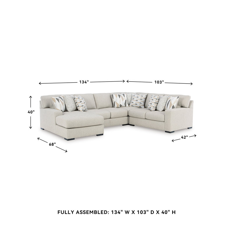 Croskey 4-Piece Sectional With Chaise, Right Hand Facing