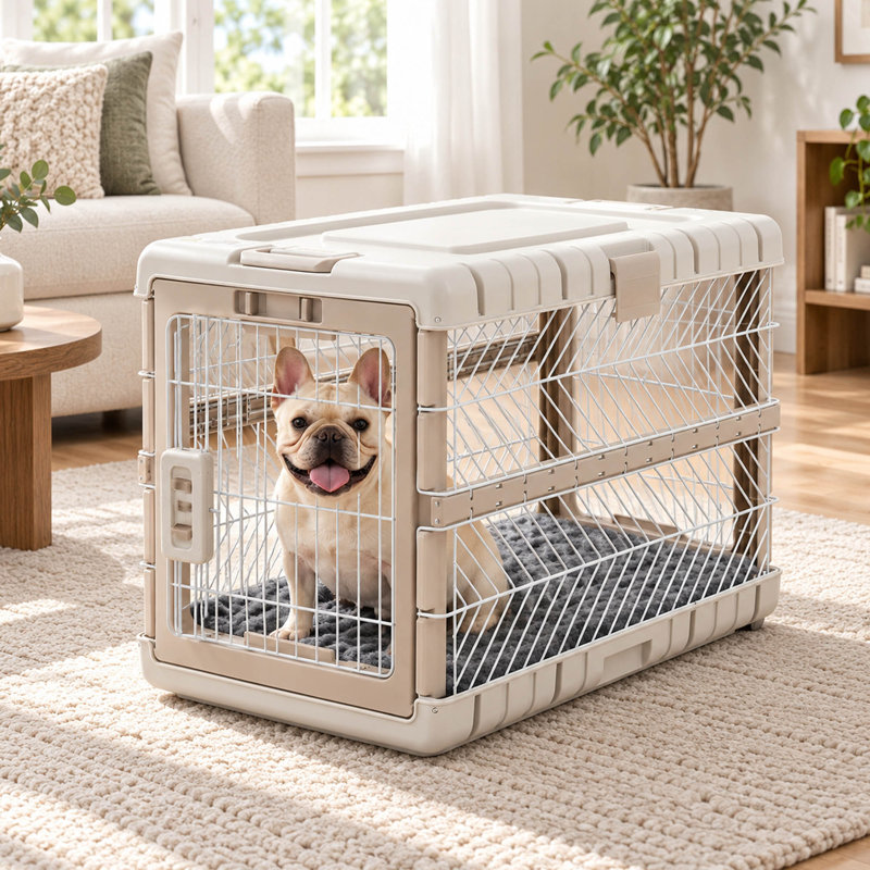 Cage pliable pour chien de 71 cm (28 pouces) avec tapis de couchage, roues et poignées de transport