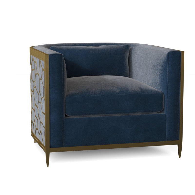 Caracole Upholstery Barrel Chair, Off-white Linen, Gold