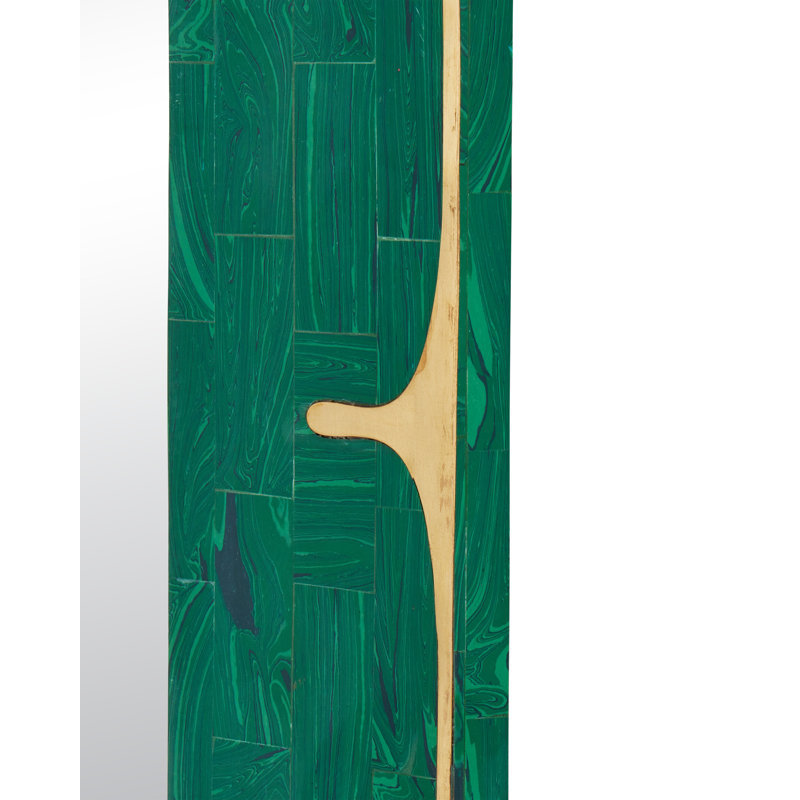 Orin Mirror, Marbled Green, Brushed Brass