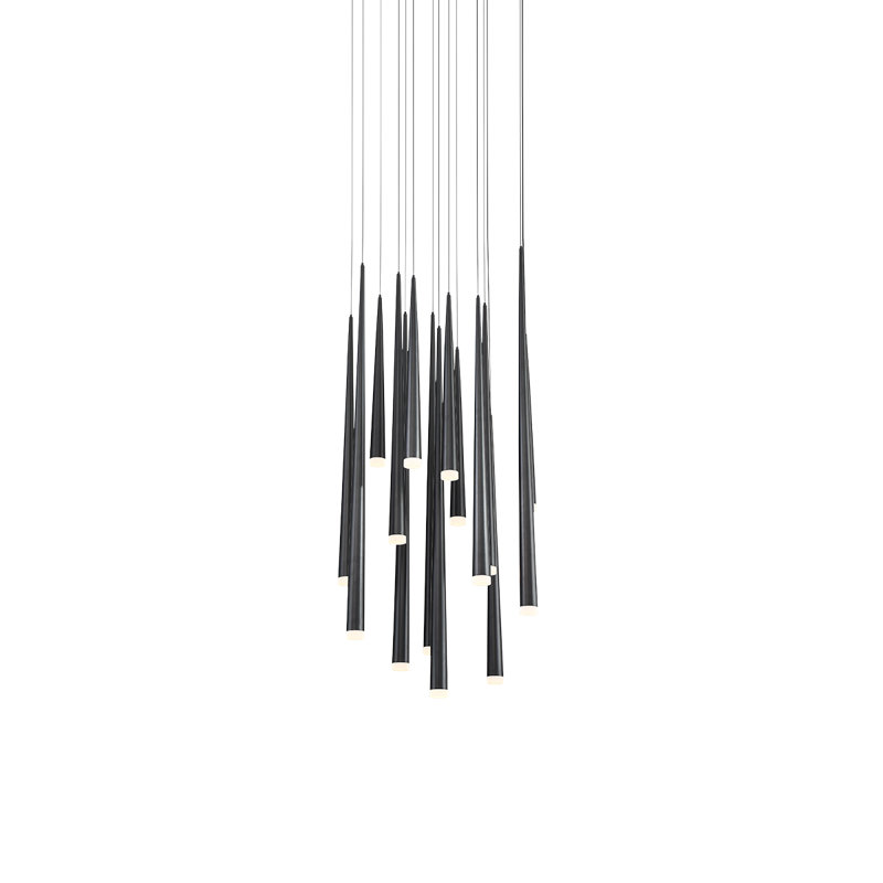 Lustre à del à plusieurs niveaux avec une seule lumière/état Cascade, Noir