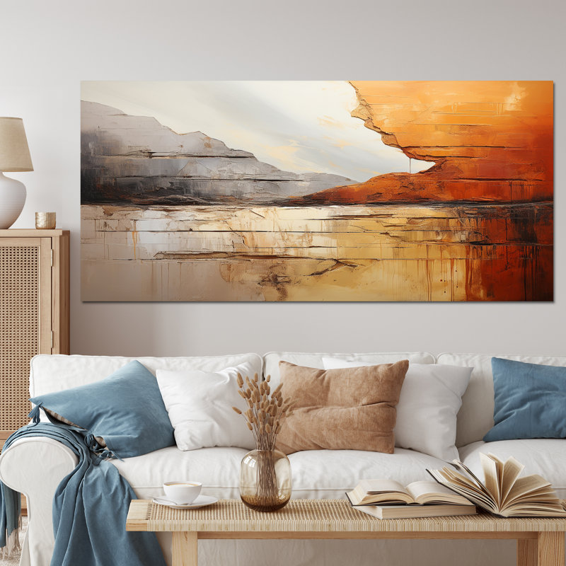 «Grey Orange Gray and Orange Geologique Wonders» sur impression sur toile, Toile tendue, H 28 po x l 60 po x P 1,5 po