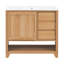 Meuble-lavabo moderne 36 po avec lavabo en céramique, armoire en bois d'hévéa avec porte coulissante et 2 tiroirs à fermeture en douceur (naturel)