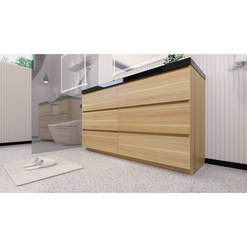 Santrice 59'' Single Bathroom Vanity with Acrylic Top, White Oak