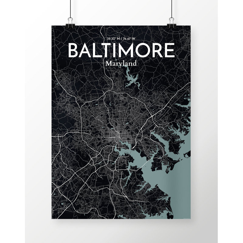 Baltimore City Map - No Frame Print, 61cm H x 45.7cm W x 0.13cm D