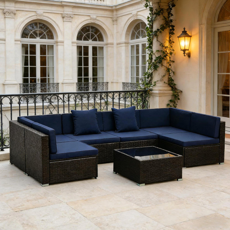 Ensemble de canapé d'extérieur pour conversation, ensemble de meubles en rotin de jardin, ensemble de canapé d'extérieur en osier