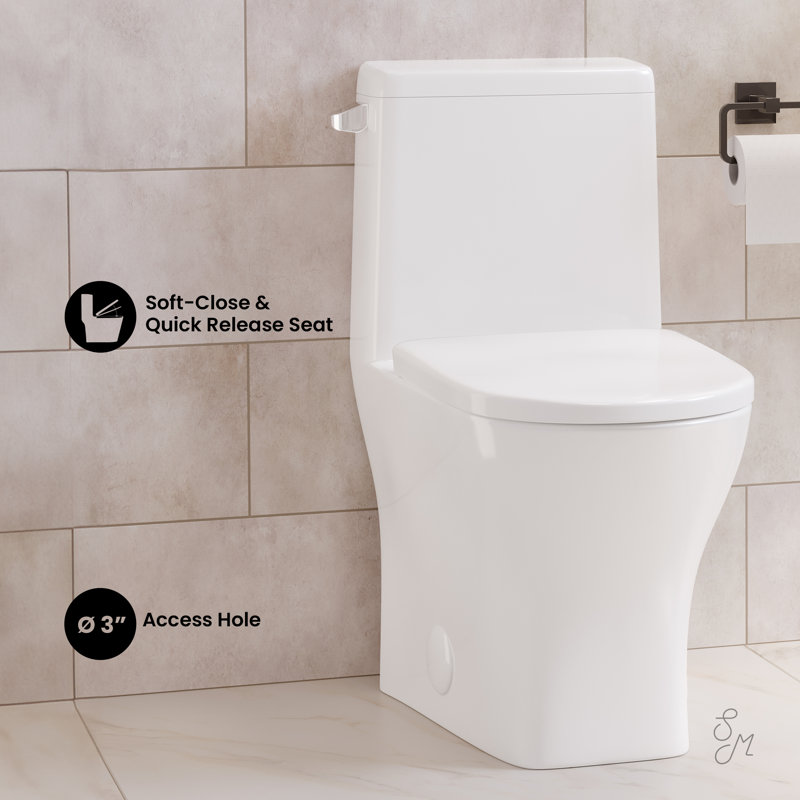 Sublime II One-Piece Round Toilet Dual-Flush 1.1/1.6 gpf, White, Left