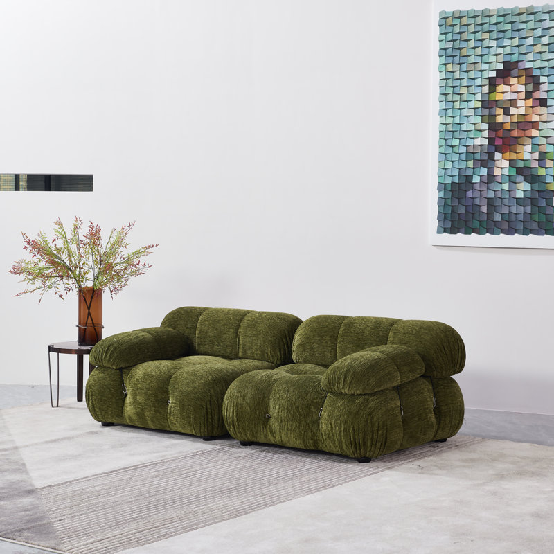 Canapé en chenille de 76 po Belani, Chenille olive