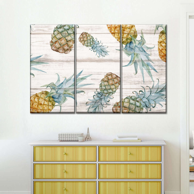 Motif d'ananas, reproduction sur toile, H 38 po x l 24 po x P 1,25 po