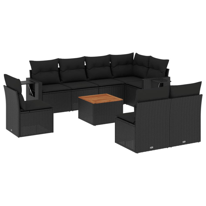  Ensemble de canapé de jardin noir