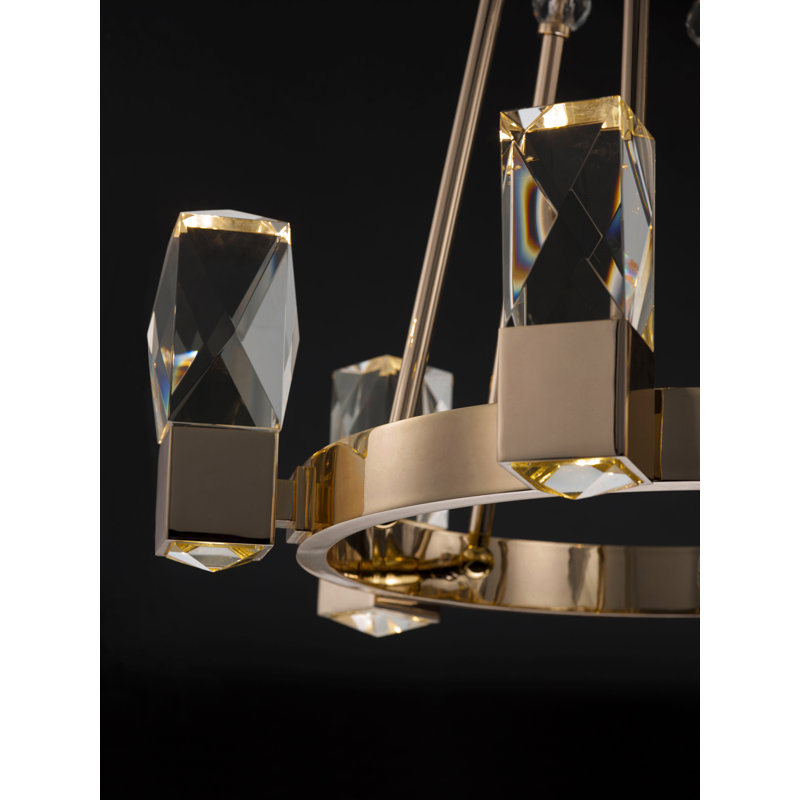 12 - Light LED Chandelier, Polished Gold