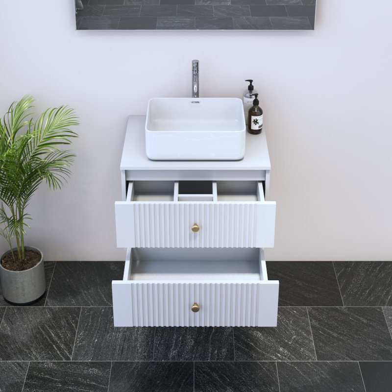 Meuble-lavabo blanc 23,6 po Borneo, Blanc