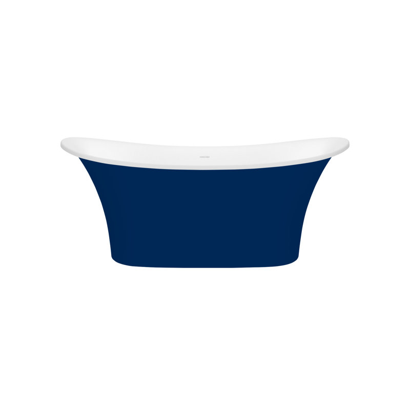 Toulouse 59.75" H x 29.25" W Freestanding Soaking Bathtub, Gloss White, Saphire Blue - Matte