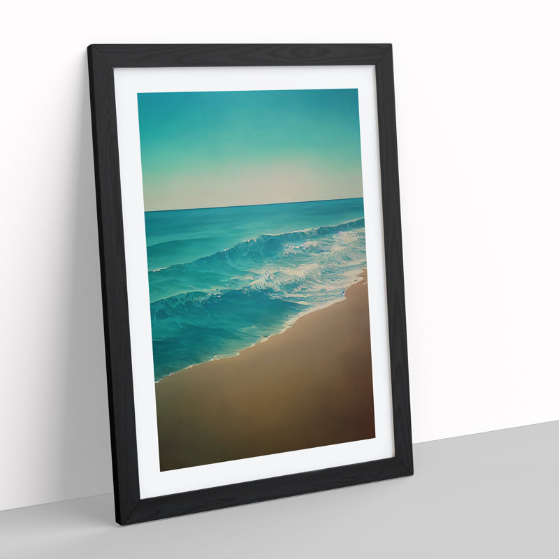 Calming Beach - Single Picture Frame Print, Black, 46cm H x 34cm W x 2cm D