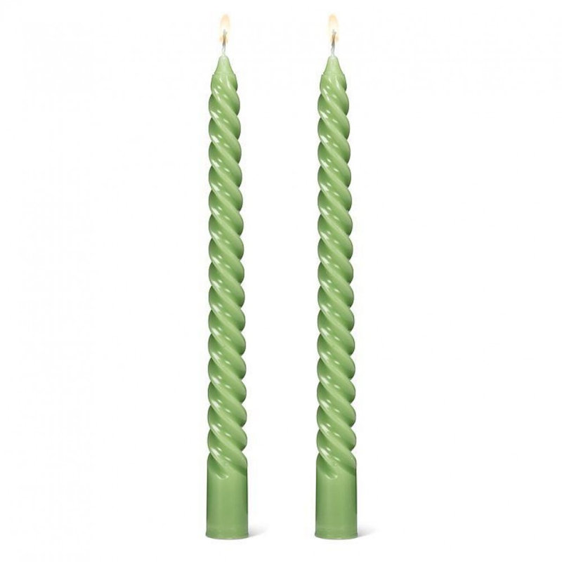Ensemble de 2 bougies en spirale serrées, Vert sauge