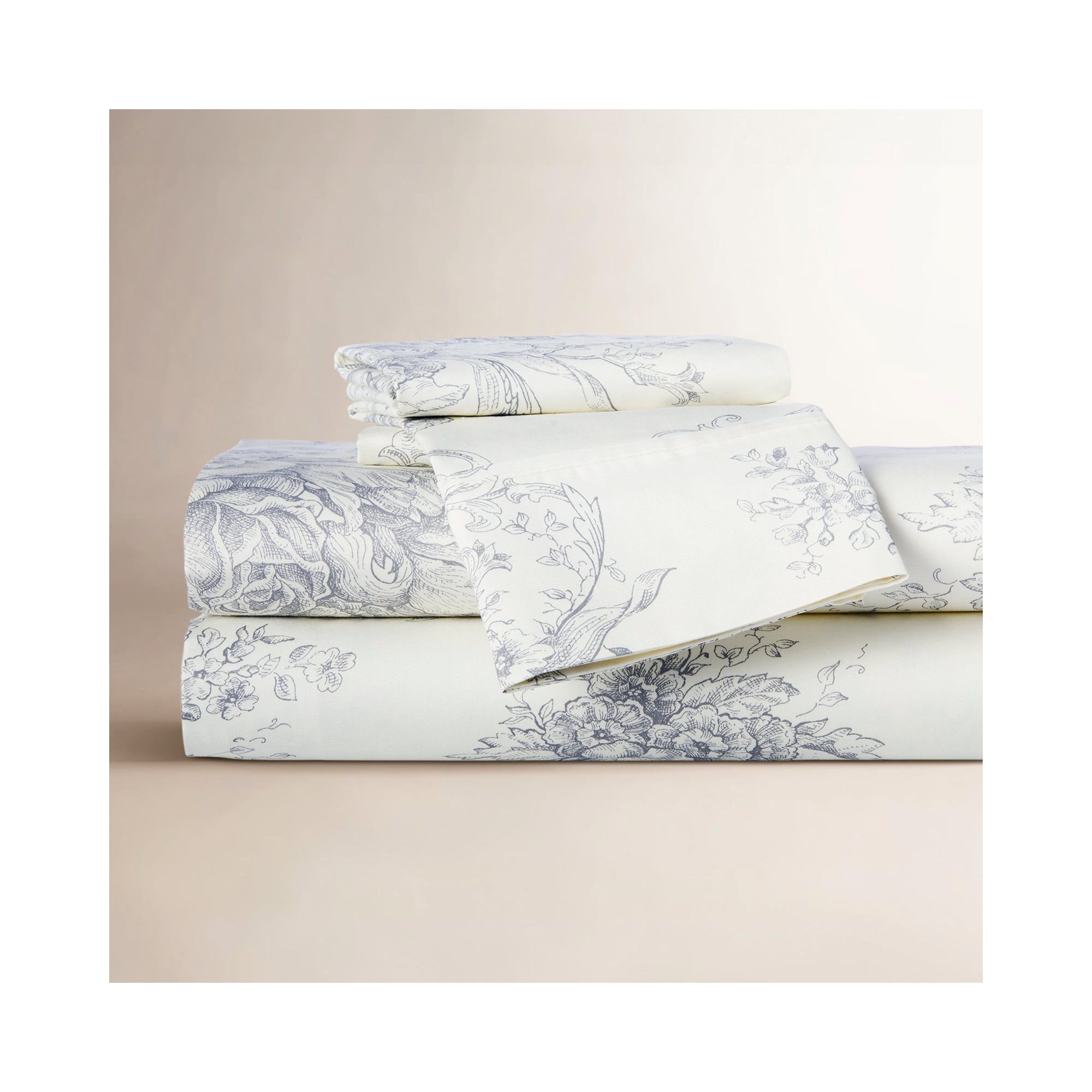 Benedictine 100% Cotton Sheet Set, Twin, Gray