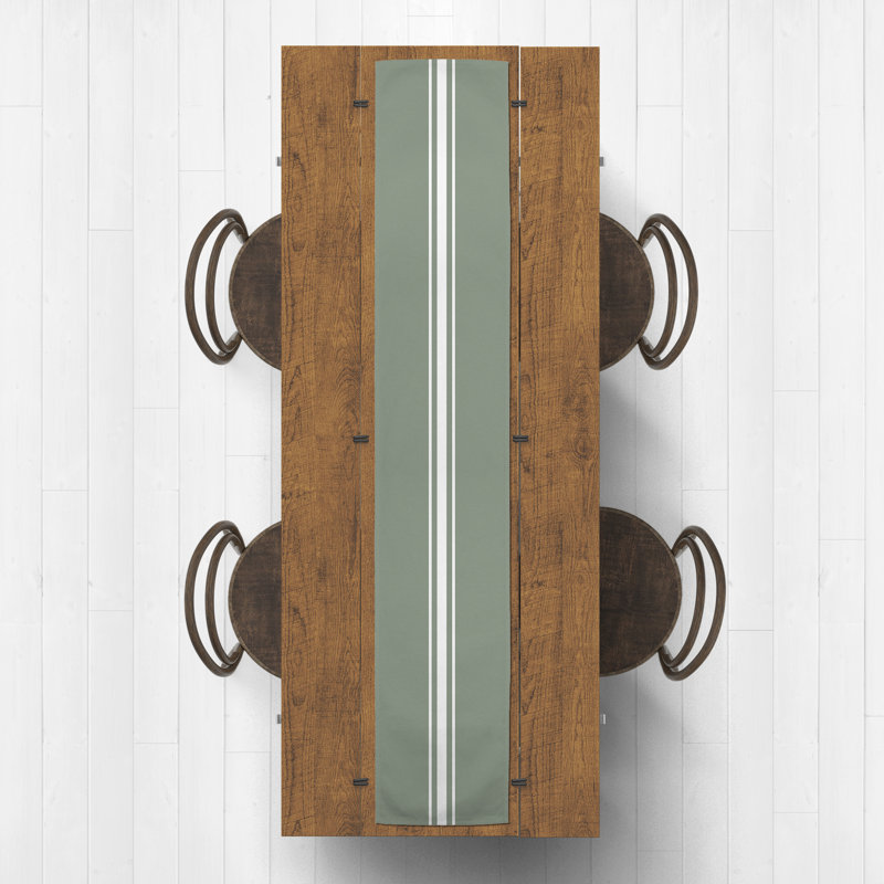 Bundrage Rectangle Striped Polyester Table Runner, 72" x 16", Green