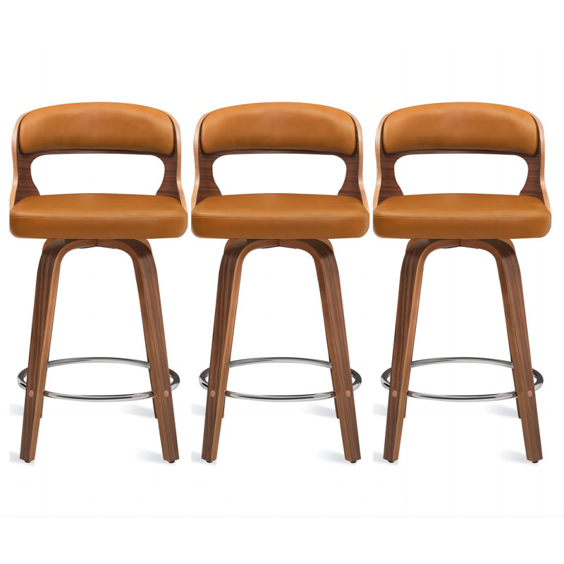 Carylon Swivel Upholstered Counter Stool, Whiskey Brown