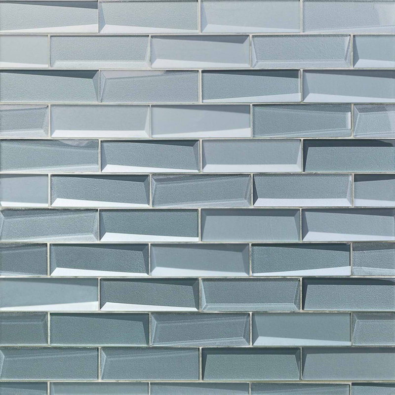 Remington 2x6 Polished Glass Subway Mosaic Tile, Slate Blue