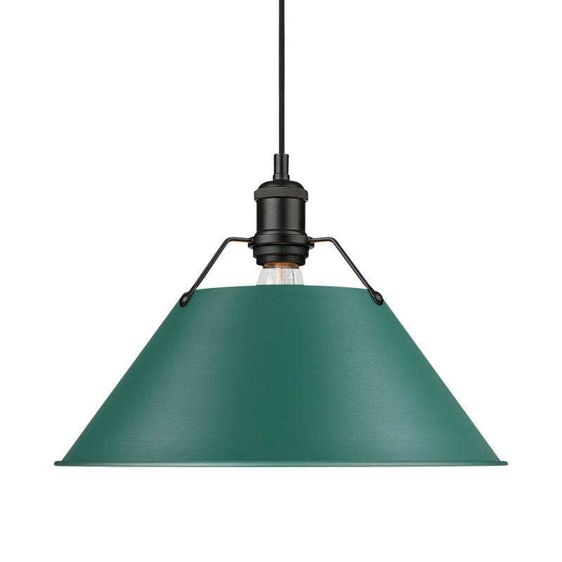 Petit luminaire suspendu Akifumi avec pin vert, H 131,5 po x l 14 po x P 14 po, Noir mat