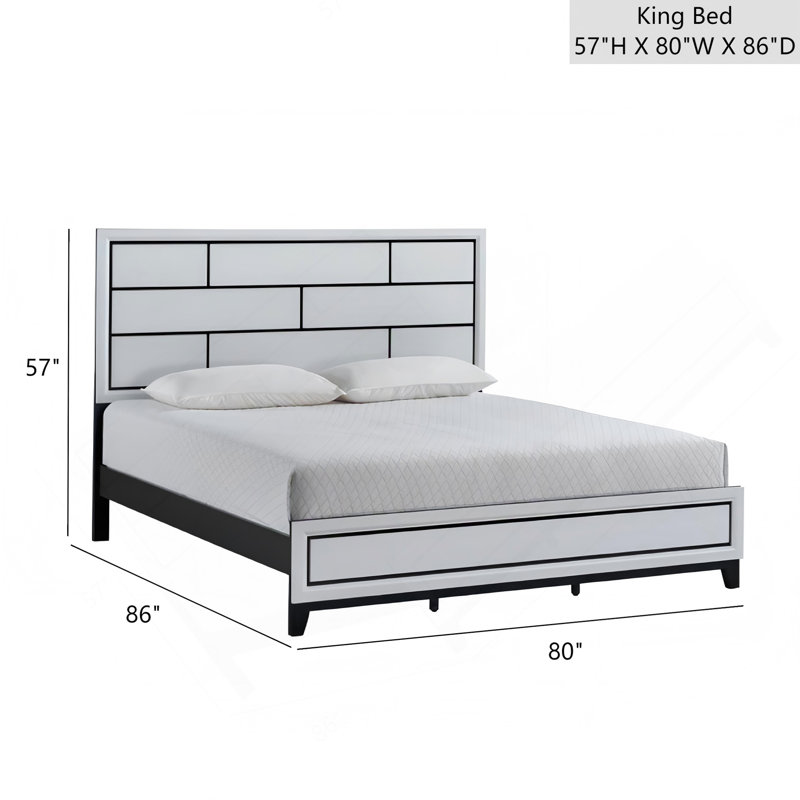 Très grand lit (matelas non inclus), blanc, White, King