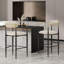 Ensemble de 2 tabourets de bar, tabourets de bar rembourrés avec dossier et pieds en fer pour îlot de cuisine, assise en tissu beige, capacité de poids de 260 lb-215312576