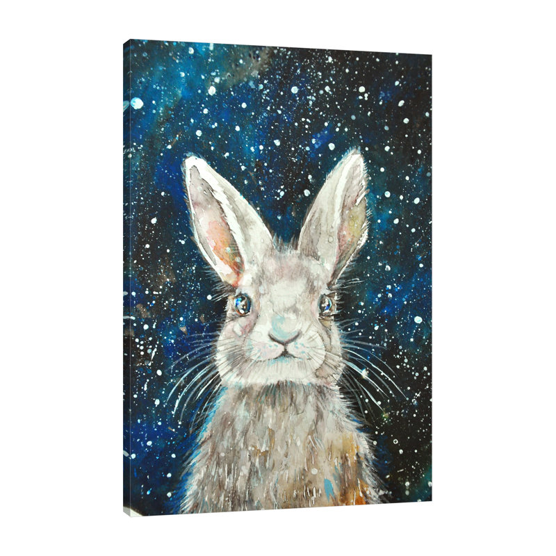 "Rabbit", toile tendue par Emma Catherine Debs, H 60 po x l 40 po x P 1,5 po