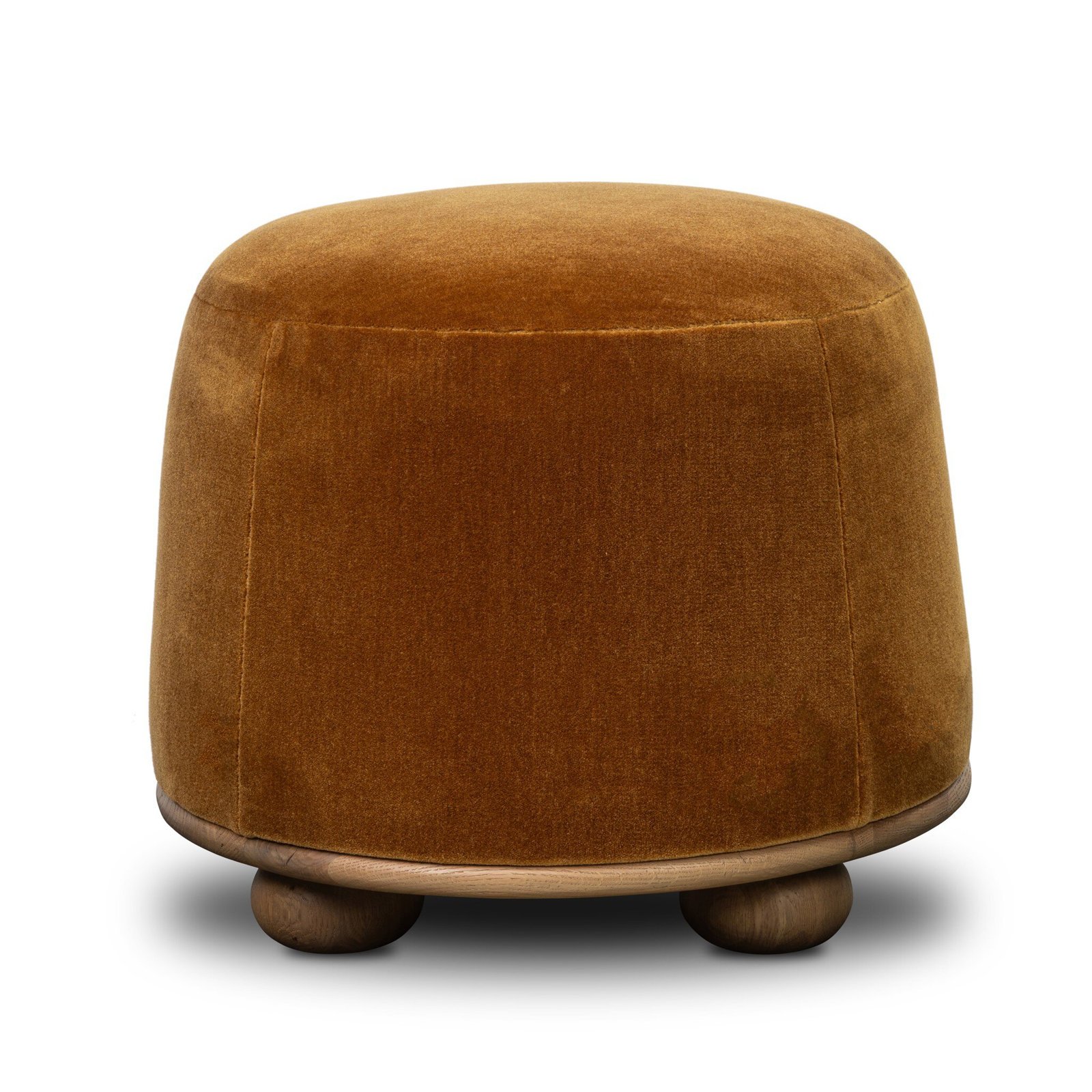 Caraway Upholstered Ottoman, Monte Tobacco Mohair Velvet