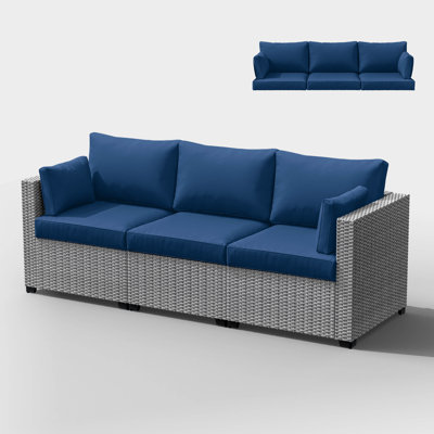 8-Piece Outdoor 4" Replacement Cushion Set Seat/Back Cushion(Set Of 3 Seats, 3 Backs, 2 Short Backs)