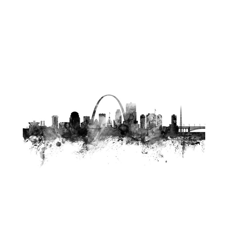 St. Louis, Missouri In Black & White by Michael Tompsett - 1 Piece Wrapped Canvas Wall Art