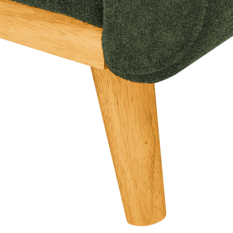 Canapé deux places Oliver 67,7 po avec accoudoirs carrés et pieds en bois (la teinte des pieds peut varier), Polyester vert