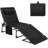 Padded Folding Lounge Chair, Portable Reclining Chair With Pillow & Side Pocket, Outdoor 5-position Adjustable Chaise Lounger With Carrying Handle, For Beach, Pool, Sunbathing, Black-1441337594