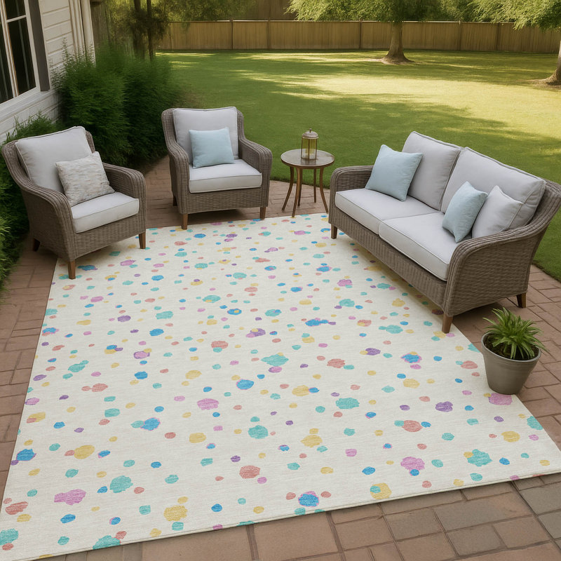 Machine Washable Indoor/Outdoor Chantille ACN2518 Geometric Rug, Rectangle 8' x 10', Ivory