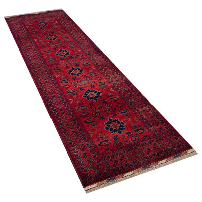 Jylene Hand Woven Runner Burgundy Oriental 100% Wool